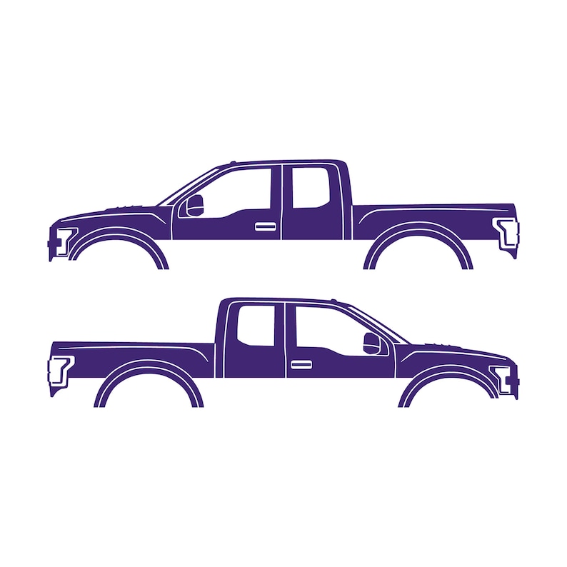 Set Of 2 Car Silhouette Decal Stickers For Ford Raptor F150 2nd Gen 2017 Purple