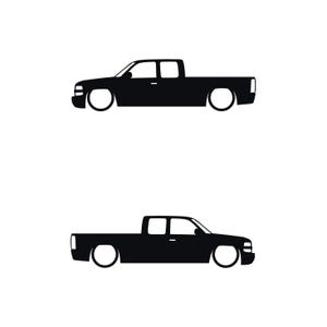 Set Of 2 Lowered Truck Silhouette Decal Stickers For Chevrolet Silverado Extended Cab 1999- 2002 Pickup Black