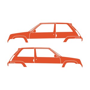 Set Of 2 Car Silhouette Decal Stickers For Renault 5 GT Turbo Orange