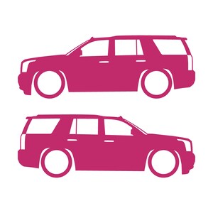 Set med 2 sänkta silhuettdekaler för GMC Yukon 4:e generationens SLT 2015-20 Rosa