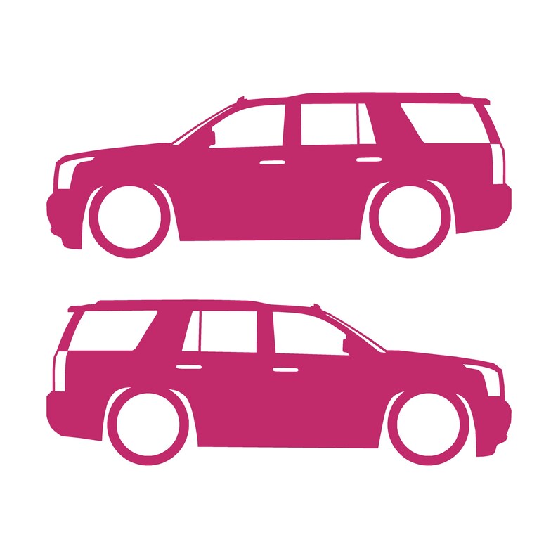 Set med 2 sänkta silhuettdekaler för GMC Yukon 4:e generationens SLT 2015-20 Rosa