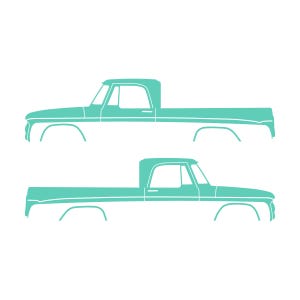 Set Of 2 Car Silhouette Decal Stickers For Dodge D100 1st Gen Short Bed Sweptline Mint
