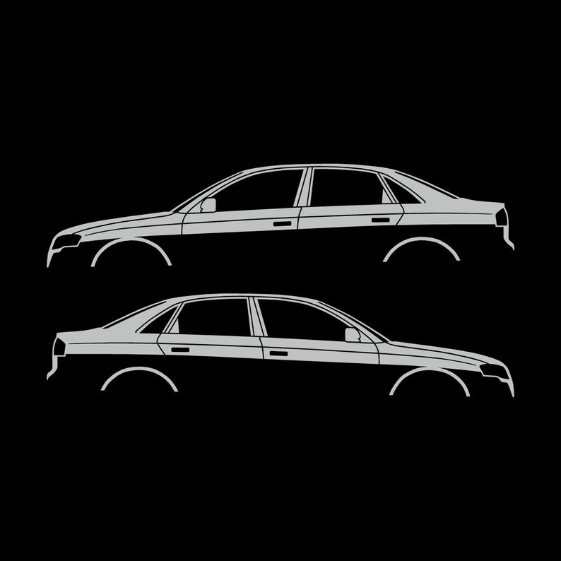 Set Of 2 Car Silhouette Decal Stickers For Audi A4 S4 B7 Outline Sedan Light Grey