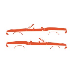 Set Of 2 Car Silhouette Decal Stickers For Dodge Challenger Classic Convertible Orange