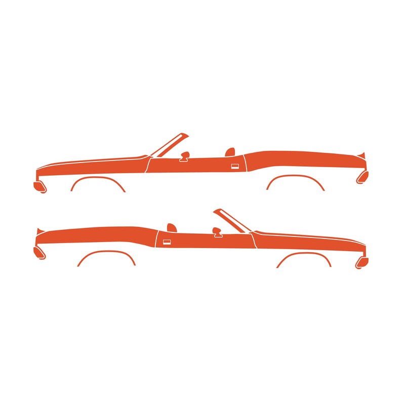 Set Of 2 Car Silhouette Decal Stickers For Dodge Challenger Classic Convertible Orange