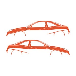 Set Of 2 Lowered Car Silhouette Decal Stickers For Fiat Coupe Orange