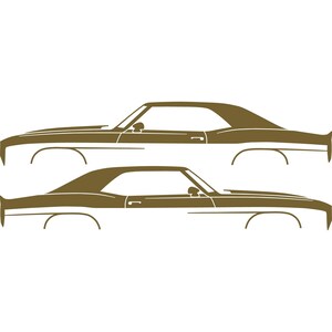 Set Of 2 Car Silhouette Decal Stickers For Chevrolet Camaro 1st Gen Gold