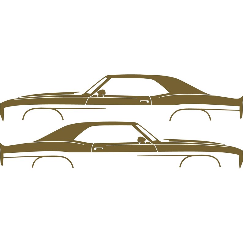 Set Of 2 Car Silhouette Decal Stickers For Chevrolet Camaro 1st Gen Gold
