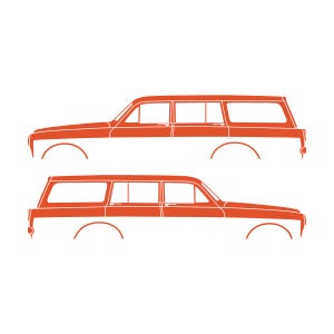 Juego de 2 pegatinas con silueta de coche para Volvo Amazon 122 Wagon Naranja