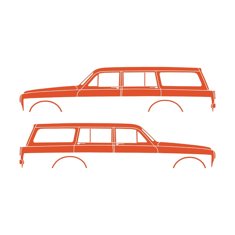Juego de 2 pegatinas con silueta de coche para Volvo Amazon 122 Wagon Naranja