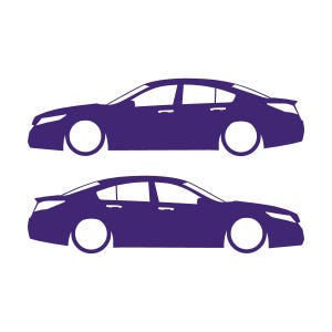 Set Of 2 Lowered Car Silhouette Decal Stickers For Acura TL 4th Gen UA8 2009-14 Purple