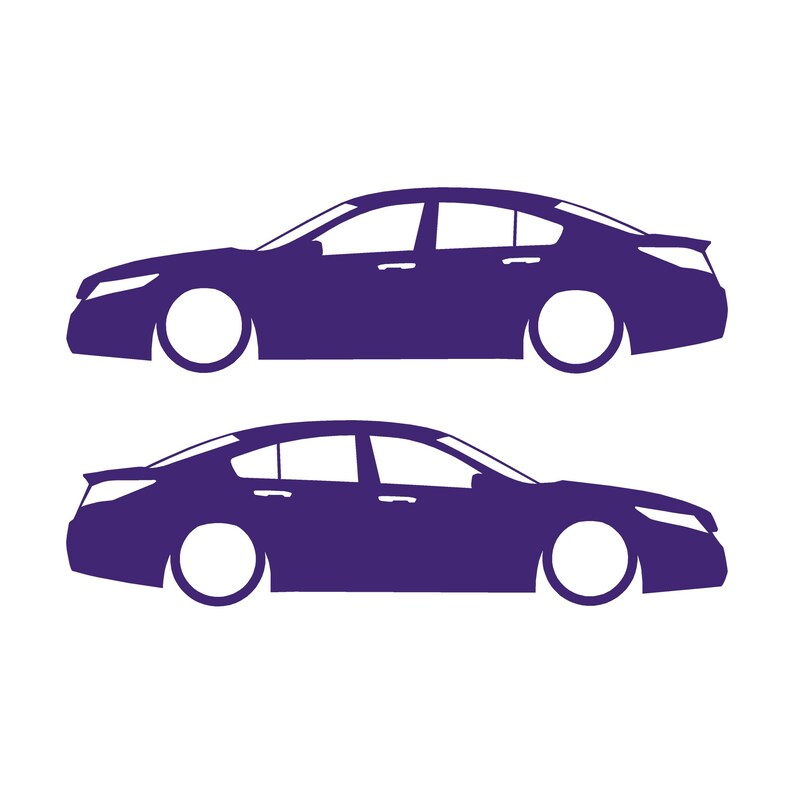 Set Of 2 Lowered Car Silhouette Decal Stickers For Acura TL 4th Gen UA8 2009-14 Purple