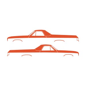 Set Of 2 Car Silhouette Decal Stickers For 1974 Chevrolet El Camino 4th Gen Orange