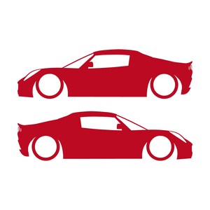Juego de 2 pegatinas decorativas con silueta de coche rebajado para Lotus Elise S2 Rojo