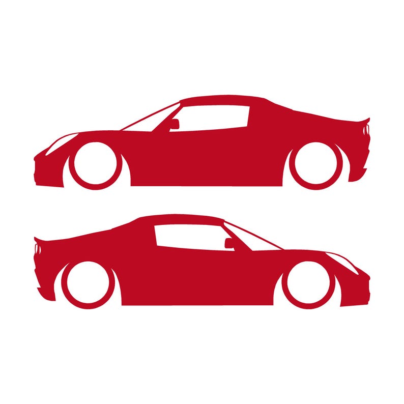 Juego de 2 pegatinas decorativas con silueta de coche rebajado para Lotus Elise S2 Rojo