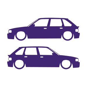 Set Of 2 Lowered Car Silhouette Decal Stickers For MG Maestro Turbo Purple