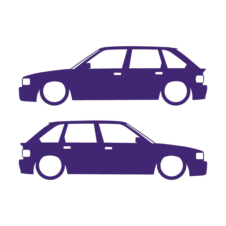 Set Of 2 Lowered Car Silhouette Decal Stickers For MG Maestro Turbo Purple