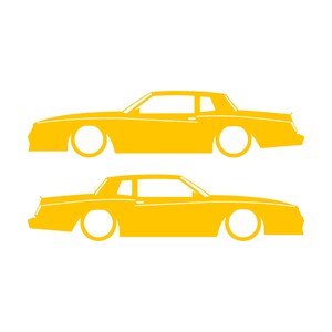 Set Of 2 Car Silhouette Decal Stickers For Chevrolet Monte Carlo SS 4th Gen Outline Coupe Yellow