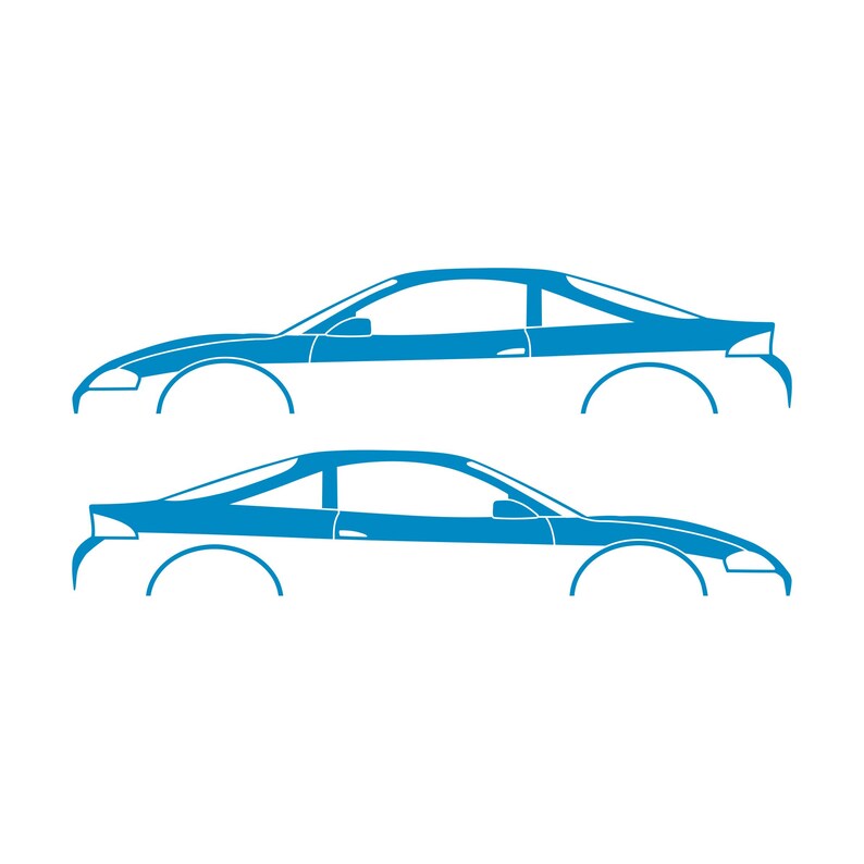 Set Of 2 Car Silhouette Decal Stickers For Mitsubishi Eclipse 2nd Gen 2Gb 1997-99 GS-T GSX Light Blue