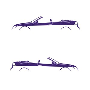 Set Of 2 Car Silhouette Decal Stickers For Saab 9-3 Early Spec 2nd Gen Convertible Purple