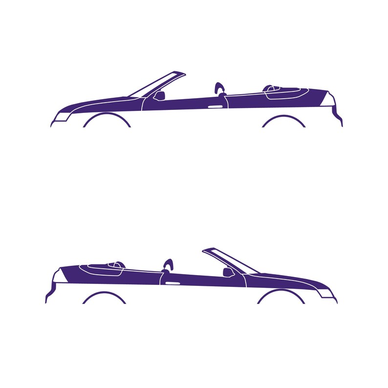 Set Of 2 Car Silhouette Decal Stickers For Saab 9-3 Early Spec 2nd Gen Convertible Purple