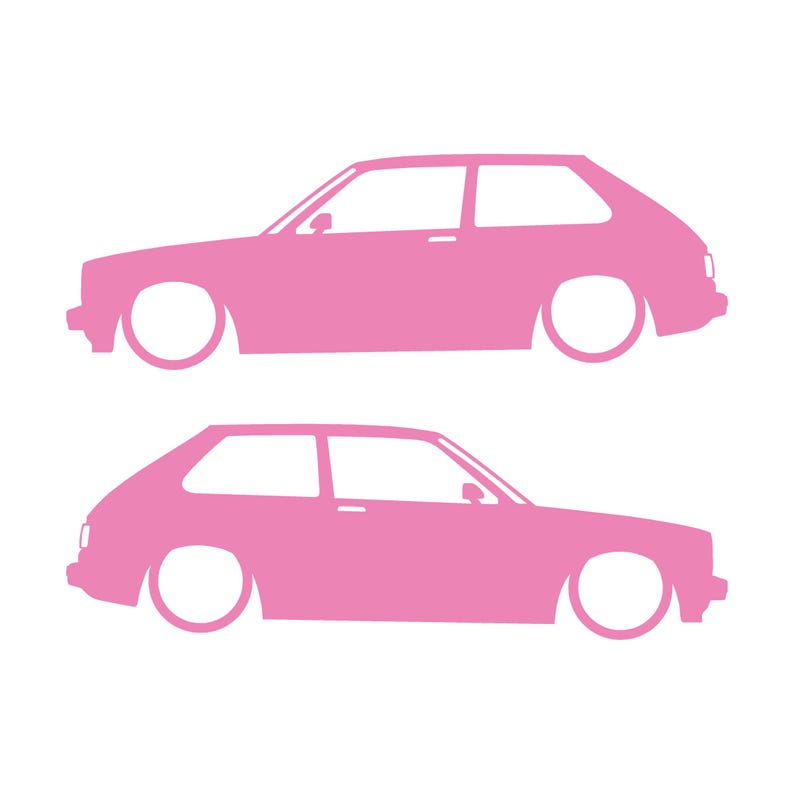 Conjunto de 2 adesivos com silhueta de carro rebaixado para Toyota Starlet GT Turbo EP82 JDM Soft Pink