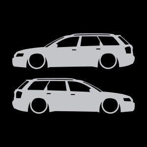 Set van 2 verlaagde auto-silhouet stickers voor Audi A4 S6 B6 Wagon Avant Zilver