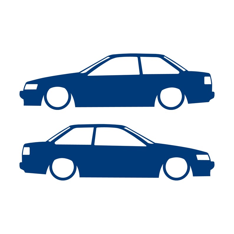 Set van 2 verlaagde autosilhouet-stickers voor Toyota Hilux 2-deurs N50 1988-97 Coupé Blauw