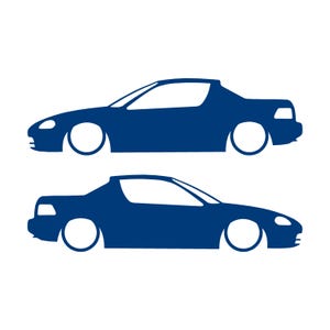 Set Of 2 Lowered Car Silhouette Decal Stickers For Honda Del Sol 1992-98 VTi Blue