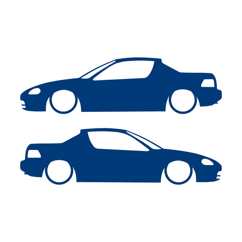 Set Of 2 Lowered Car Silhouette Decal Stickers For Honda Del Sol 1992-98 VTi Blue
