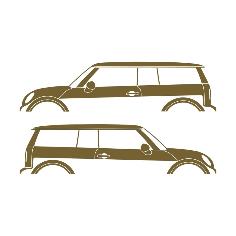 Set Of 2 Car Silhouette Decal Stickers For Mini Clubman R55 - 1st Gen 2007-14 Gold