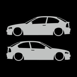 Juego de 2 pegatinas decorativas con silueta de coche rebajado para BMW E46 Compact Hatchback Light Grey