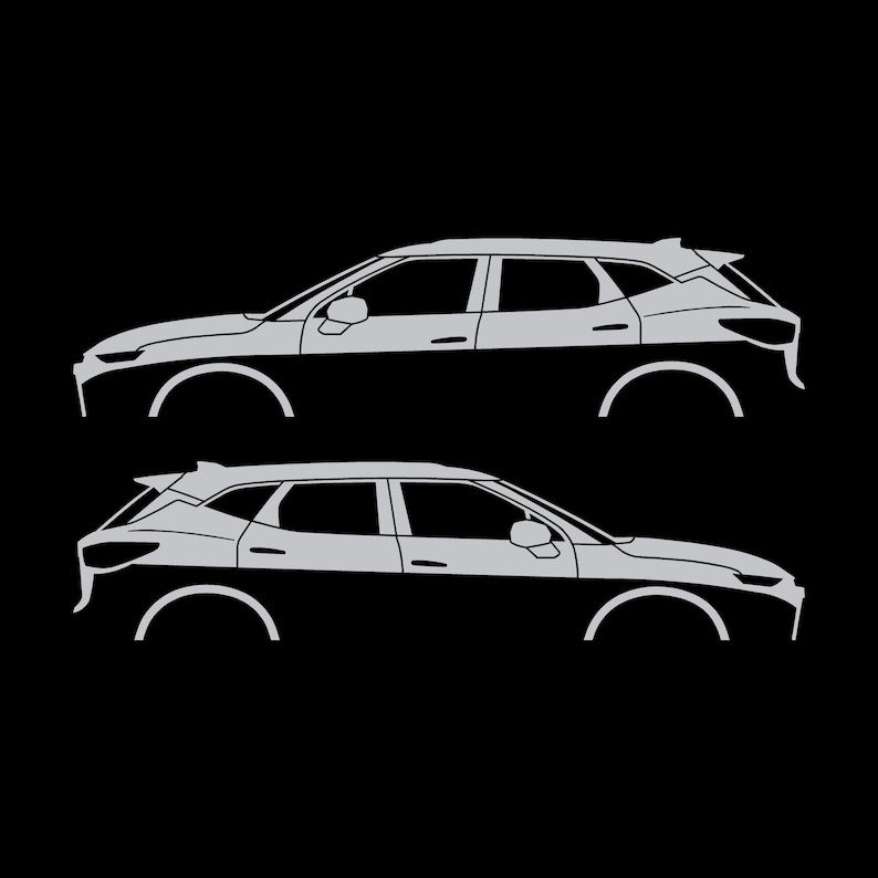 Set Of 2 SUV Silhouette Decal Stickers For 2019- Chevrolet Blazer Silver