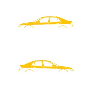 Juego de 2 pegatinas decorativas con silueta de coche rebajado para Saab 9-3 Early Spec 2nd Gen Sedan Amarillo