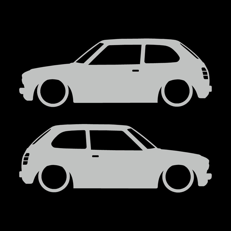 Set di 2 adesivi a forma di silhouette per auto Honda Civic EG Hatch Si 5a generazione B16 JDM Light Grey
