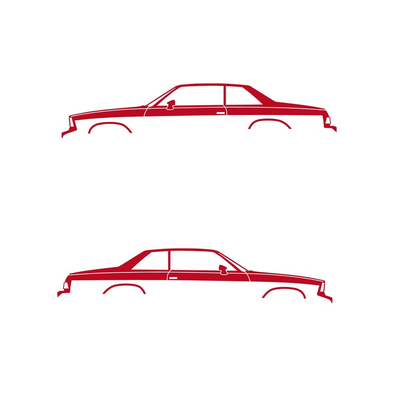 Set Of 2 Lowered Car Silhouette Decal Stickers For Chevrolet Malibu G-Body Coupe Red