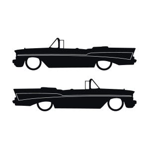 Set Of 2 Lowered Car Silhouette Decal Stickers For 1957 Chevrolet Bel Air Convertible Coupe Black