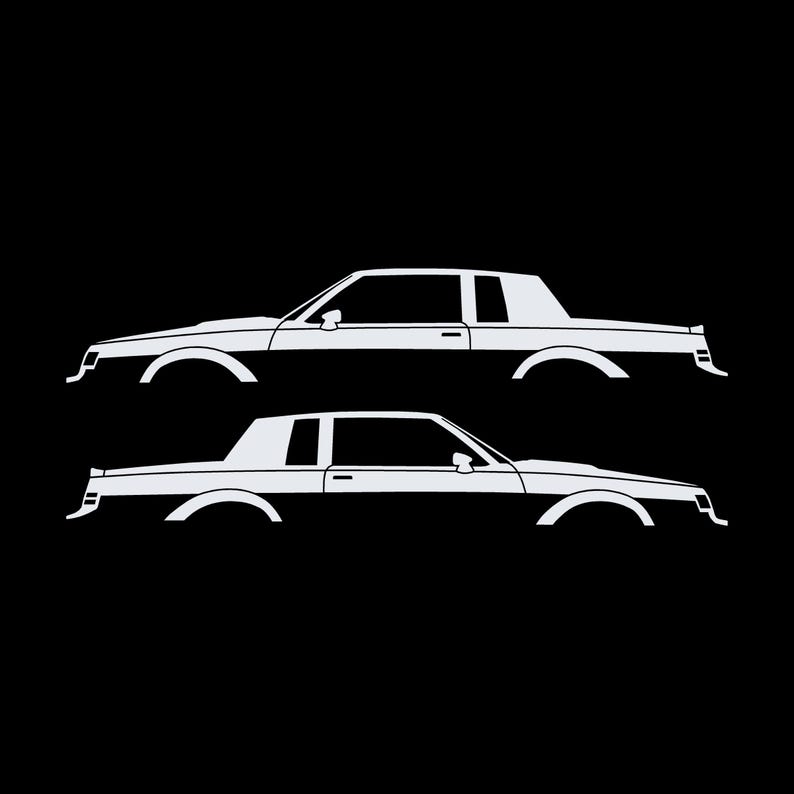 Set Of 2 Car Silhouette Decal Stickers For Buick Grand National Coupe image 3