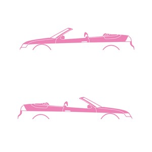 Set Of 2 Car Silhouette Decal Stickers For Saab 9-3 Early Spec 2nd Gen Convertible Soft Pink