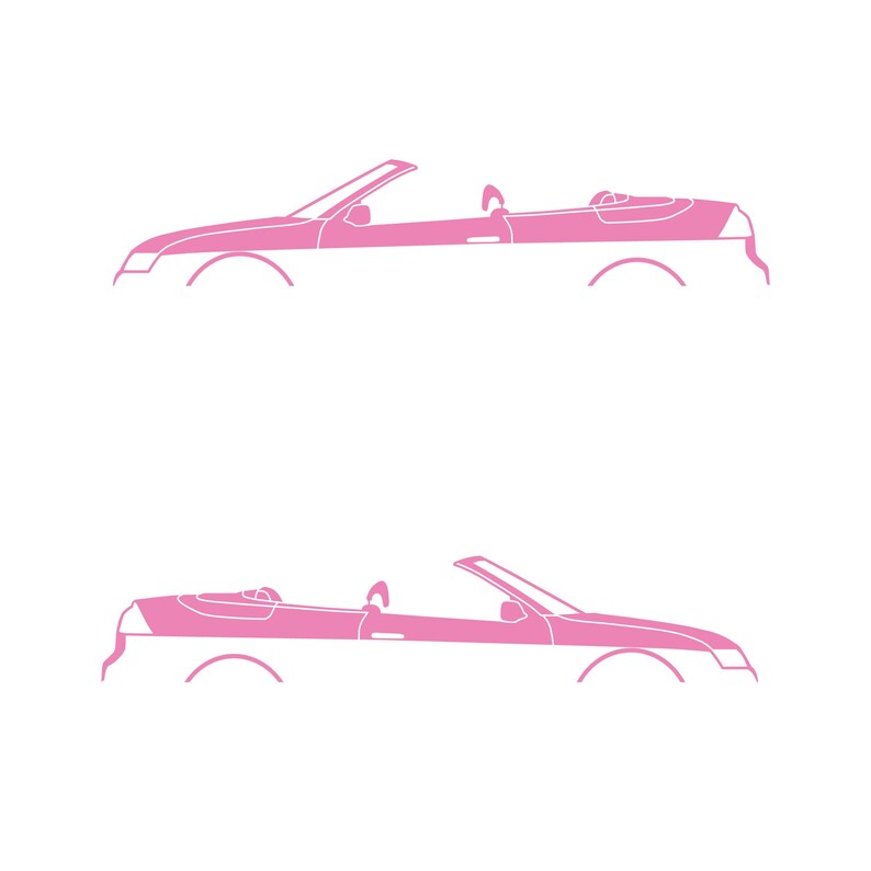 Set Of 2 Car Silhouette Decal Stickers For Saab 9-3 Early Spec 2nd Gen Convertible Soft Pink