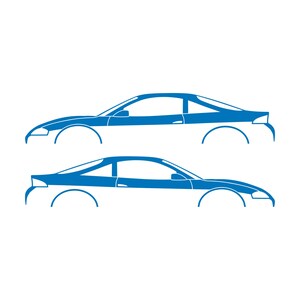 Set Of 2 Car Silhouette Decal Stickers For Mitsubishi Eclipse 2nd Gen 2Gb 1997-99 GS-T GSX Sky Blue