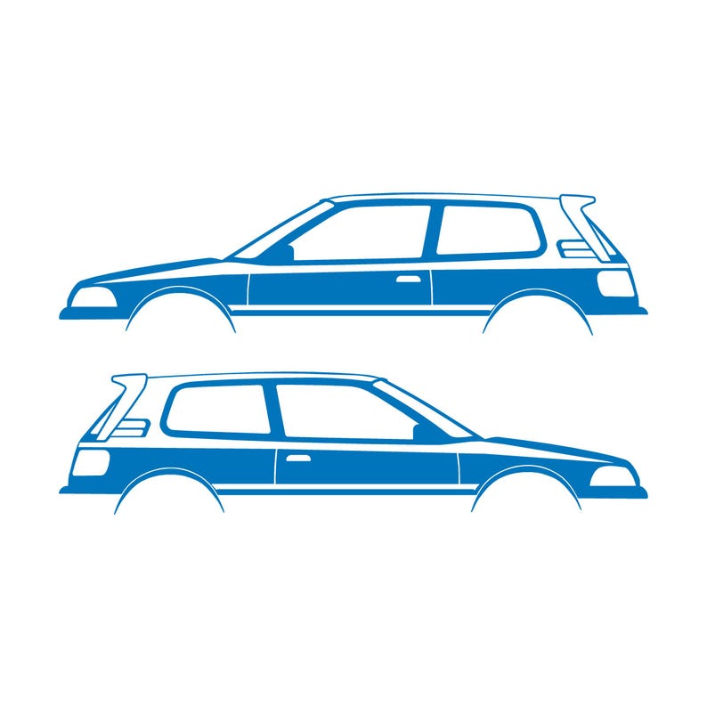 Set Of 2 Car Silhouette Decal Stickers For Toyota Corolla AE92 Hatch GTI FX16 Hatchback Sky Blue