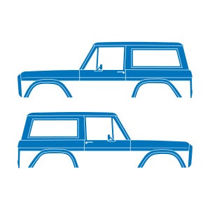 Set Of 2 Car Silhouette Decal Stickers For Classic Ford Bronco 1st Gen Top Removed Sky Blue
