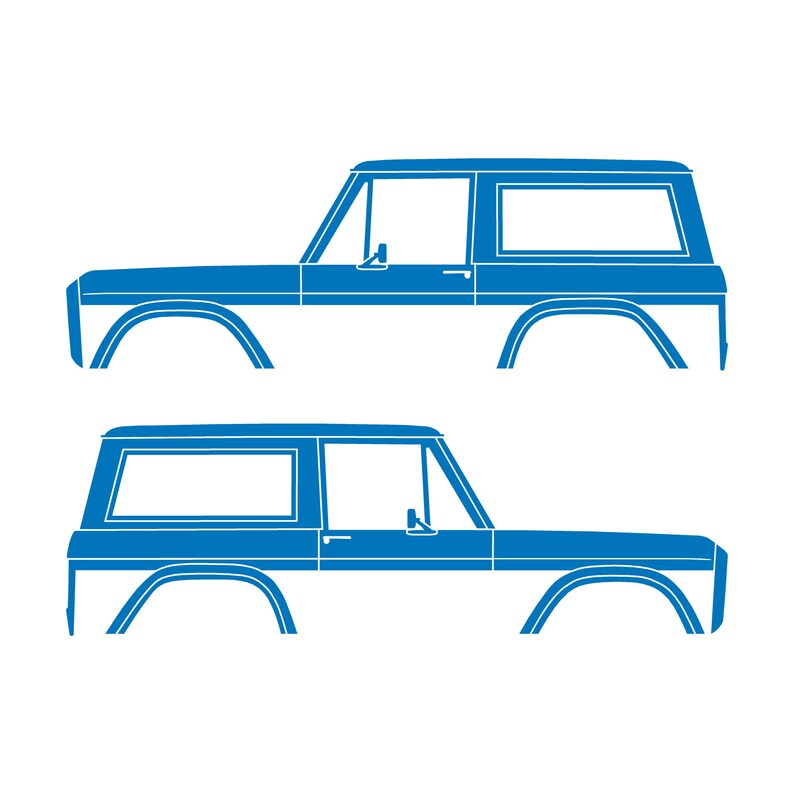 Set Of 2 Car Silhouette Decal Stickers For Classic Ford Bronco 1st Gen Top Removed Sky Blue