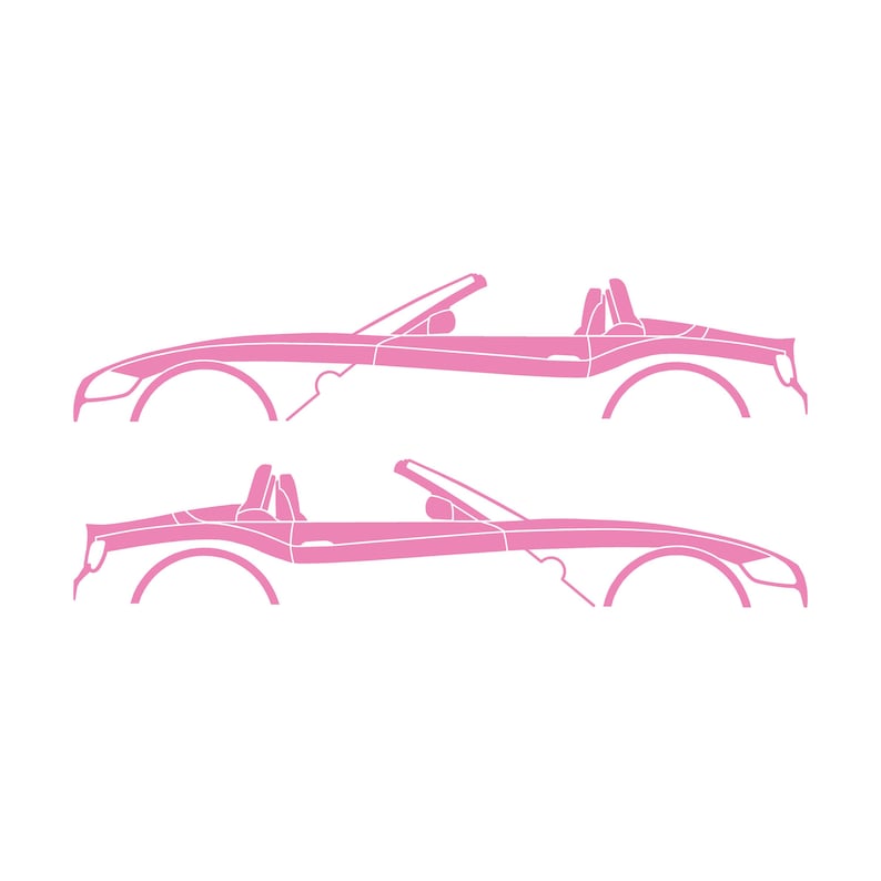 Set Of 2 Car Silhouette Decal Stickers For BMW Z4 E85 2002-09 Roadster Soft Pink