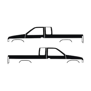 Set Of 2 Truck Silhouette Decal Stickers For Nissan D21 Hardbody King Cab Pickup Black
