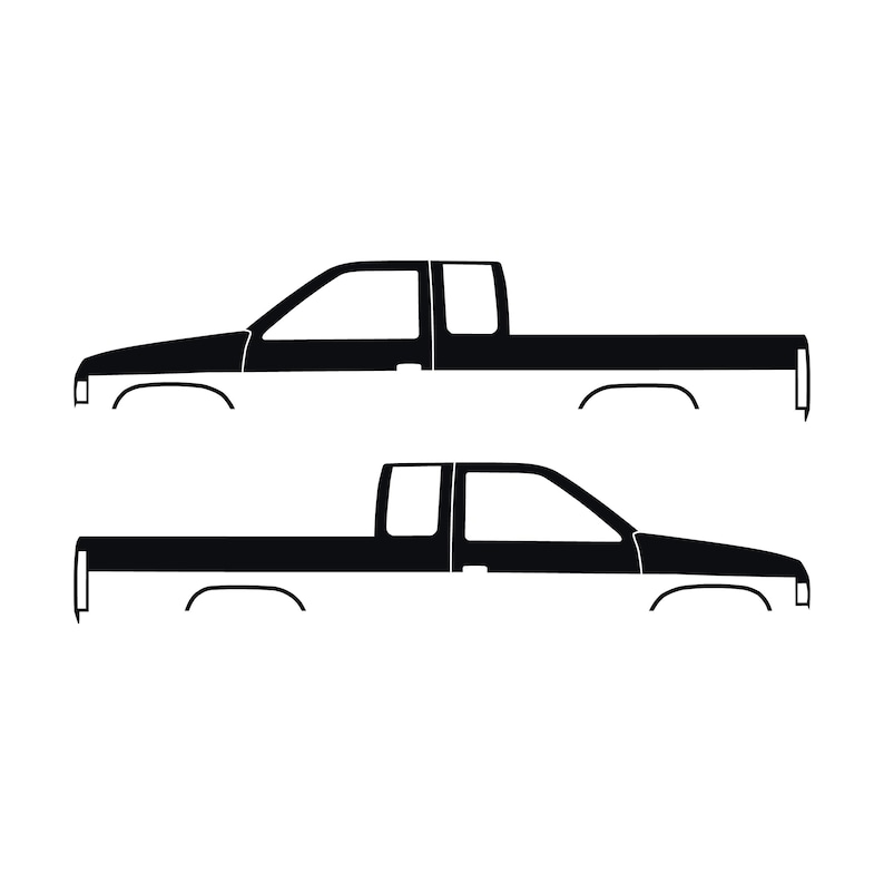 Set Of 2 Truck Silhouette Decal Stickers For Nissan D21 Hardbody King Cab Pickup Black