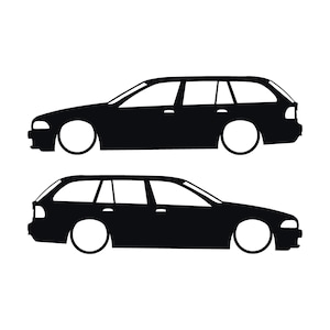 BMW E39 5シリーズ ツーリング用 車のシルエットデカールステッカー 2枚セット ブラック
