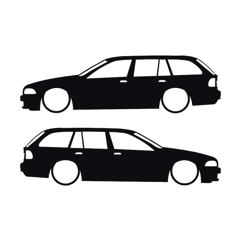 BMW E39 5シリーズ ツーリング用 車のシルエットデカールステッカー 2枚セット ブラック