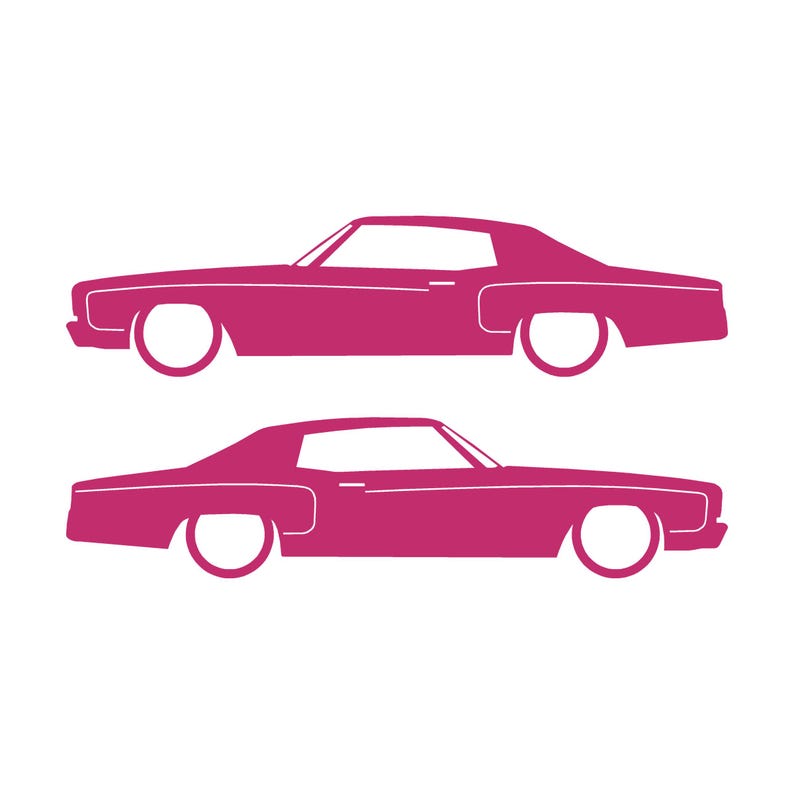Set Of 2 Car Silhouette Decal Stickers For Chevrolet Monte Carlo 3rd Gen Pink